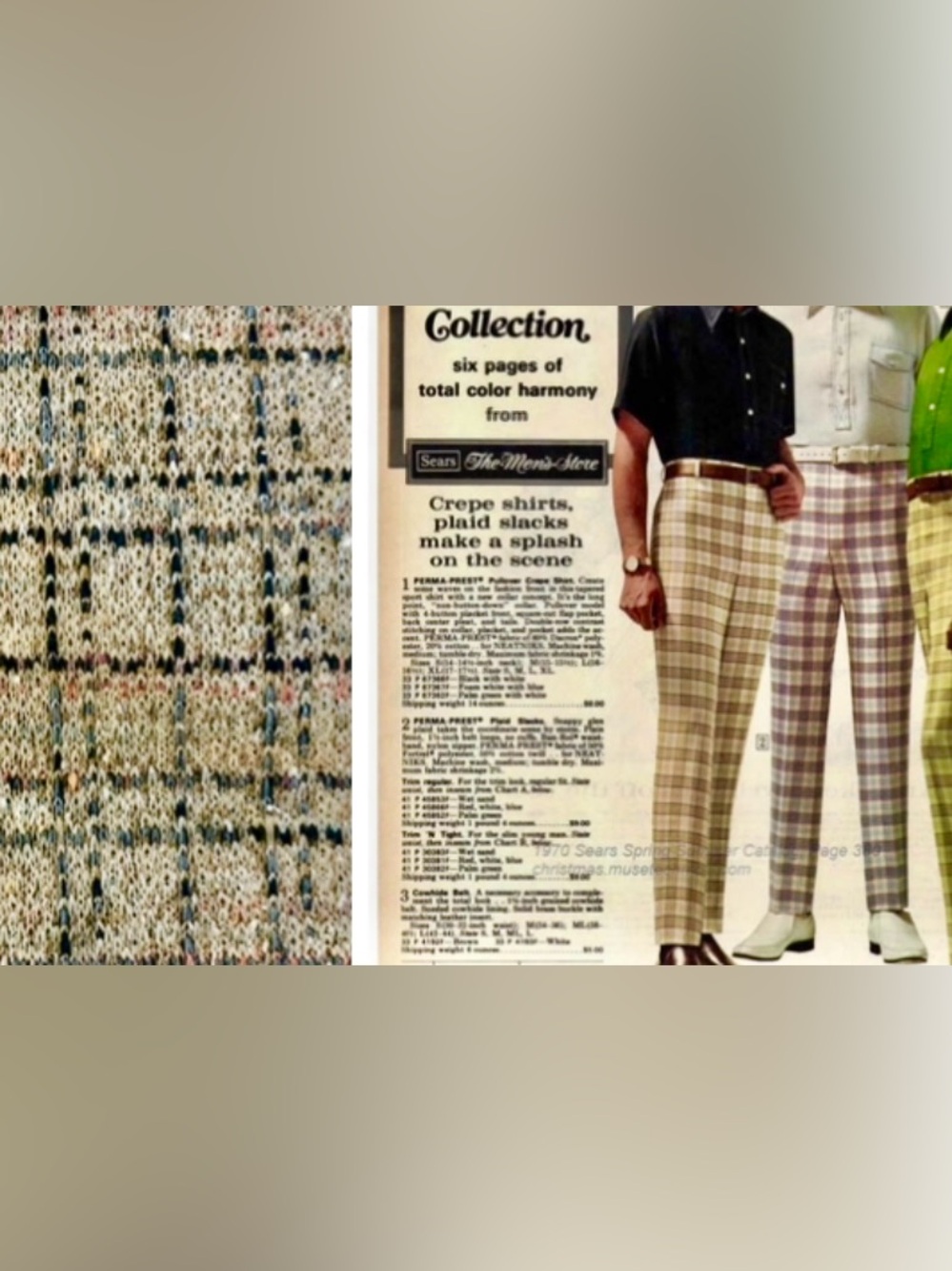 Vintage 60's(?) plaid double knit fabric